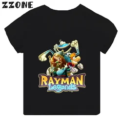 Rayman Legends Adventures Game Print Kids T-shirt Funny Girls Clothes Baby Boys Black Short Sleeve T shirt Children Tops,TH5886