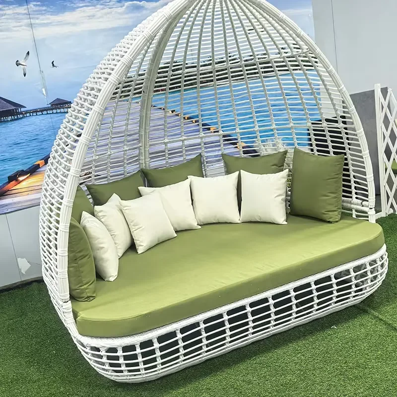 Modern Rattan Aluminum Frame Three-Seat Sofa with Waterproof Cushion Durable Outdoor Furniture for Garden and Patio