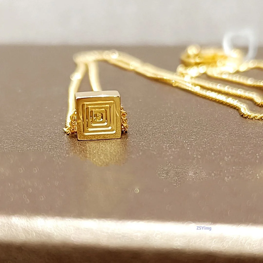 Minimalist style trend small square necklace women's geometric pendant Stacking style collar chain for daily jewelry gifts