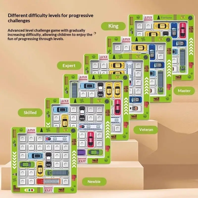 이동하는 차량과 미로 장난감이 있는 주차장 1세트 논리적 사고와 집중력을 위한 어린이 교육 퍼즐 게임