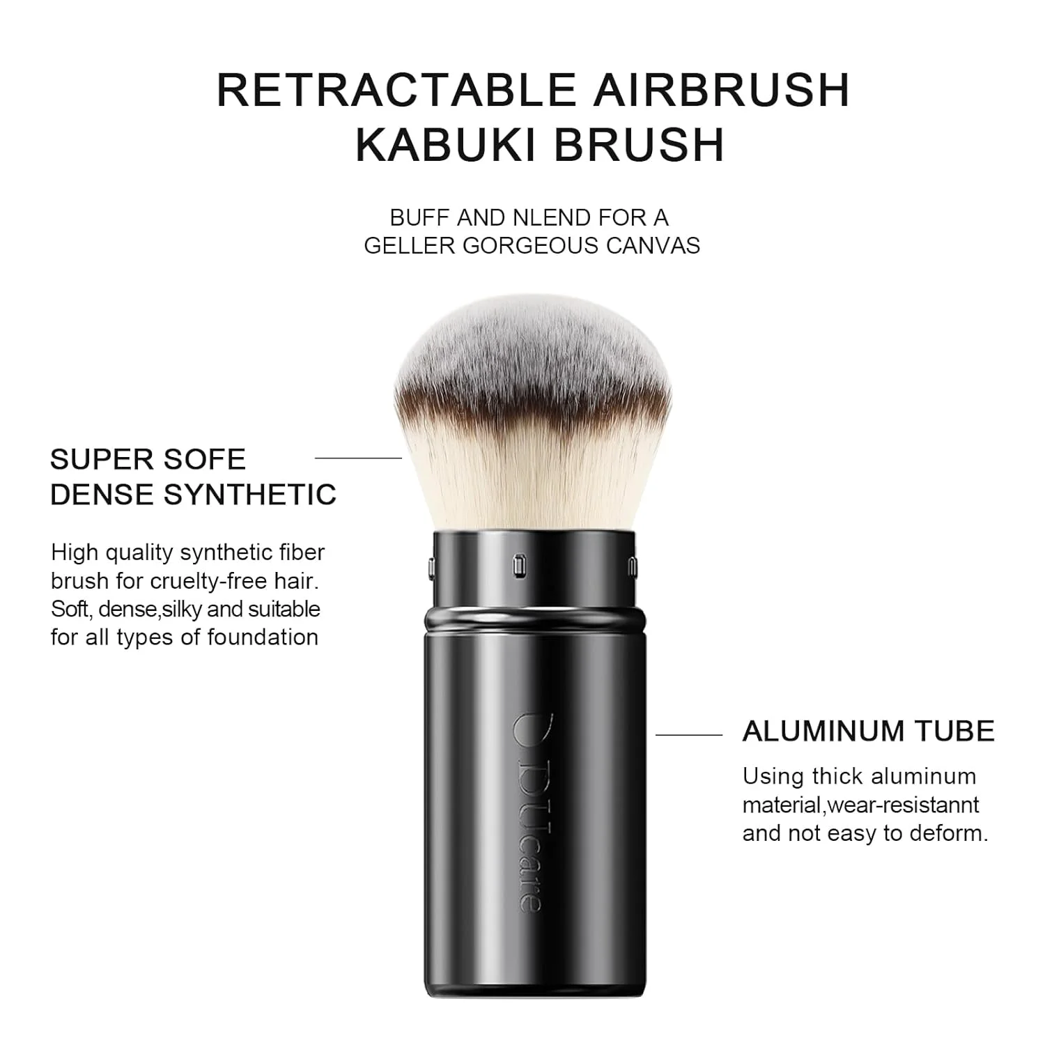 DUcare Retactable Foundation Brush Flat Top Brush Synthetic Professional Makeup Blush Brush Liquid Face Powder Makeup Tools