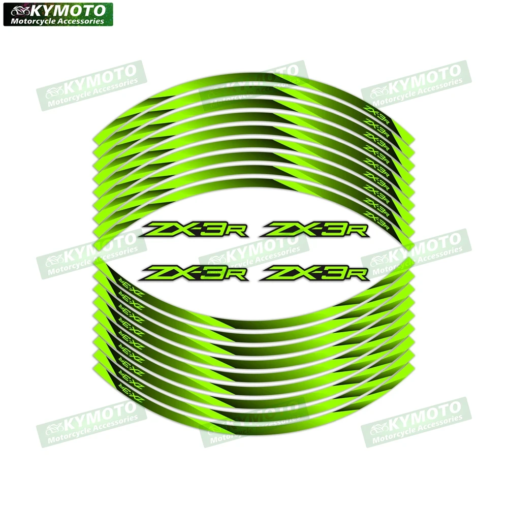 

Аксессуары для мотоциклов, 17-дюймовые наклейки на колеса, гоночный обтекатель, светоотражающая водонепроницаемая наклейка, украшение, подходит для ZX-3R ZX3R