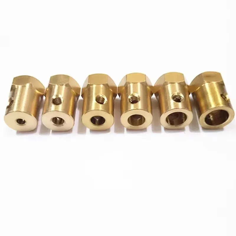 2 3 3.17 4 5 6 7 8mm Brass Hexagon Coupling Trolley Tire Connector Coupling Shaft Gear Motor Matching