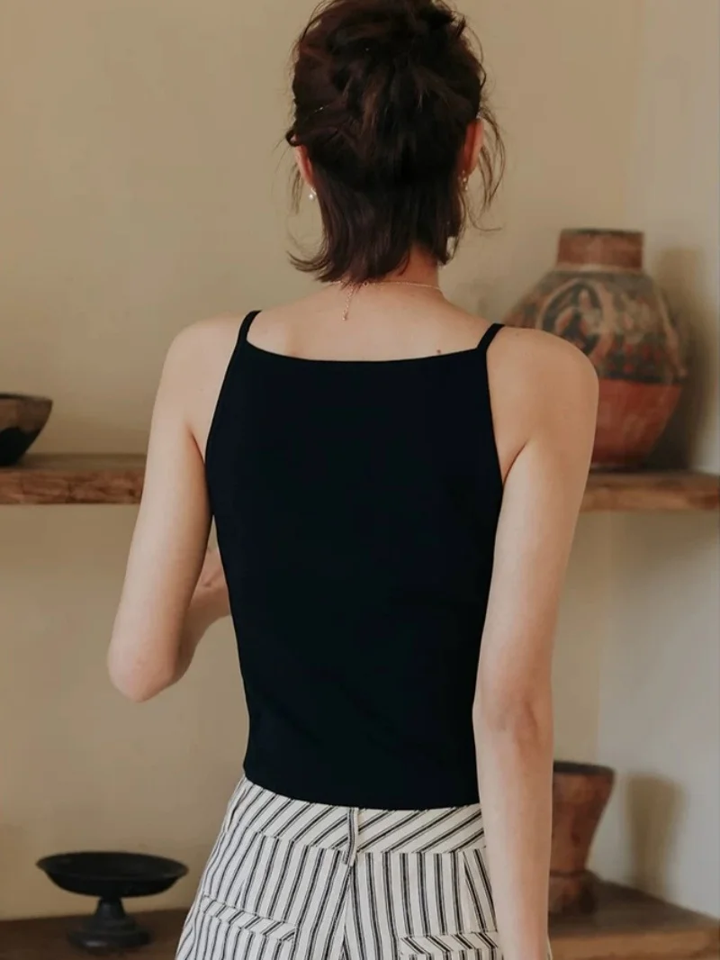 Summer Cotton Blend Strap Vest Women's Base Layer Top Covering Side Breast Fat Reducing Belly Concealing plus Size Vest