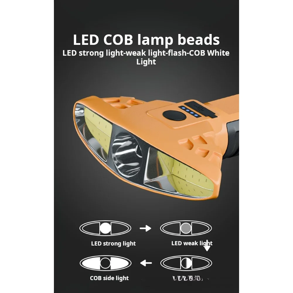 Lanterna multifuncional com display de energia, lanterna de emergência doméstica, cauda, magnética, LED, COB, luz lateral, novo, 2024