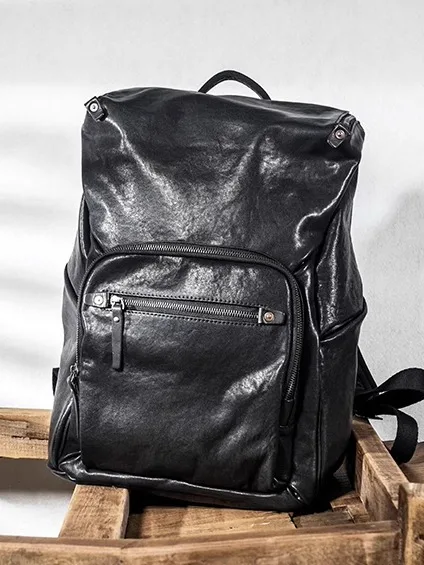 

casual fashion luxury designer handmade genuine leather men's backpacks outdoor travel cow leather large-capacity schoolbags