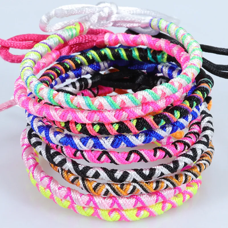 Meetvii Fashion Multicolor Ethnic Cuff Bracelets Bohimia Braided Rope Friendship Lovers Jewelry Wristband For Men Women