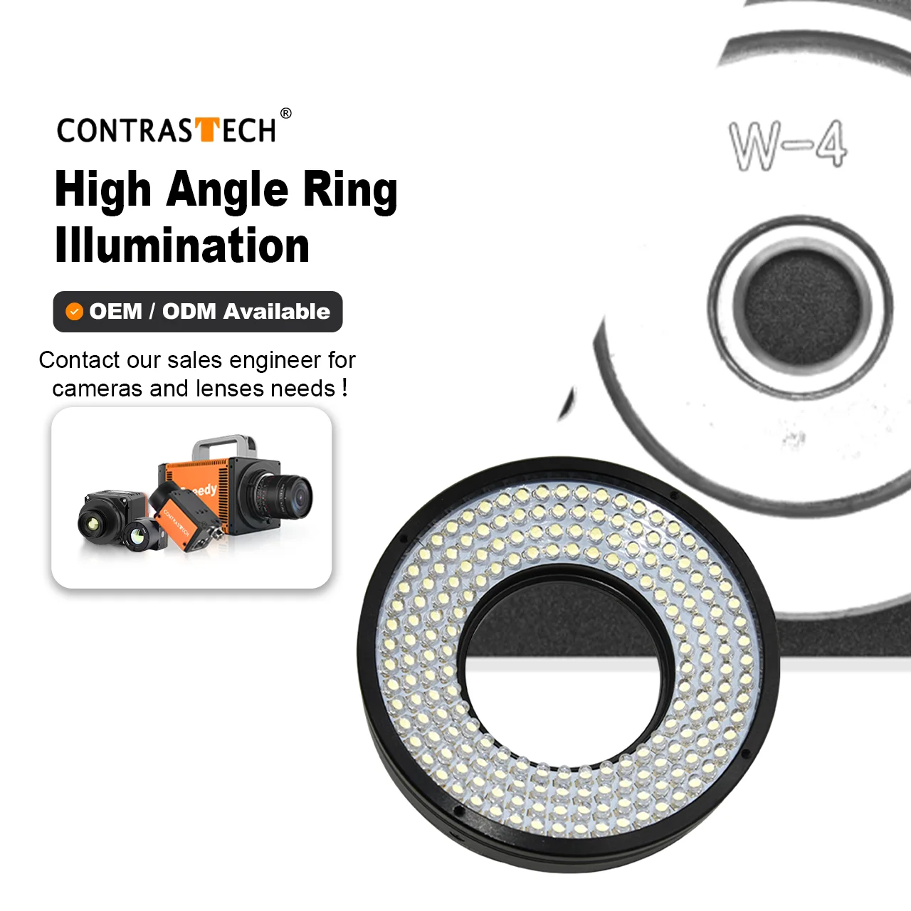 24V LED High Brightness High Angle Ring Illumination FDR4315P Machine Vision Ring Light for Ambient Light Imaging