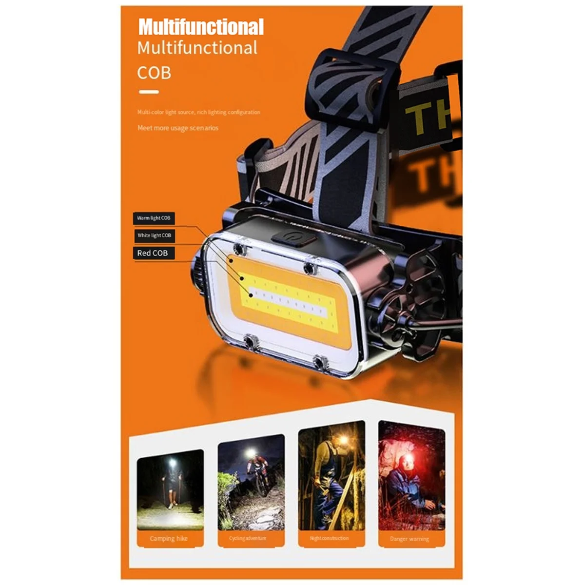 BFYLE Rechargeable Led Headlamp Outdoor Flashlight Camping Search Light Flashlight 270° Adjustable HeadStrap Lamp