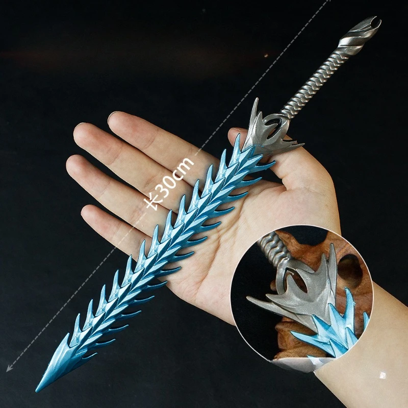 30 cm Nuovo Nezha Anime Surroundings Cracking Frusta Modello in metallo Puntelli di scena Decorazione del desktop Ornamenti Ragazzi Regali di compleanno Giocattoli