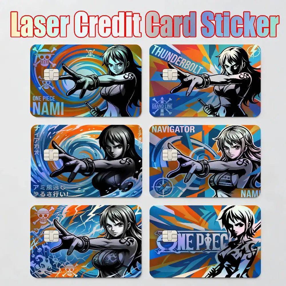 

stickers moto stickers ONE PIECE LUFFY ZORO SANJI ACE NAMI Laser Reflective Card Skin Sticker For Debit Credit Card