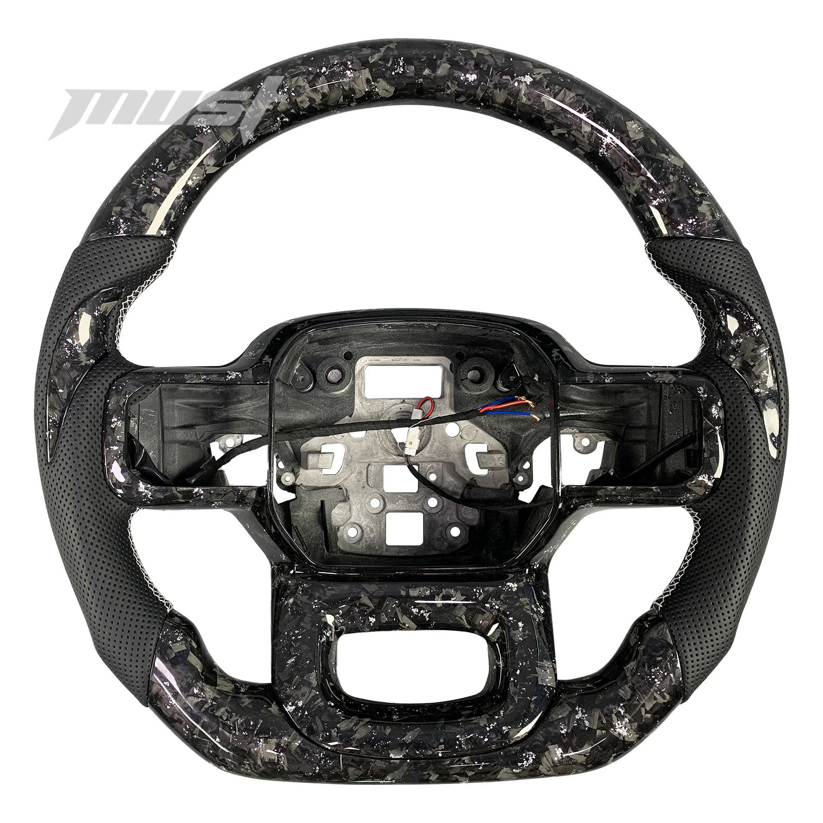 

Sliver Forged Carbon Fiber Steering Wheel for Ford F150 XLT Raptor Shelby R with Heating & Paddle Shifters Without airbags