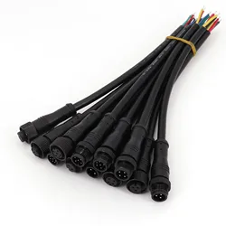 5Pairs Black Waterproof IP68 2/3/4/5/6/8 Pin 20cm Male and Female LED Strip Outdoor Cable Connector