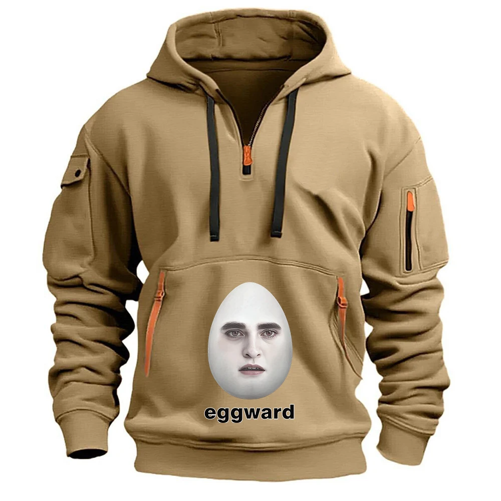 Hot Twilight Eggward Funny Logo Print 2026 Spring And Autumn Men's Creative Graphic Personality Hoodies Sweatshirt Coat view 5