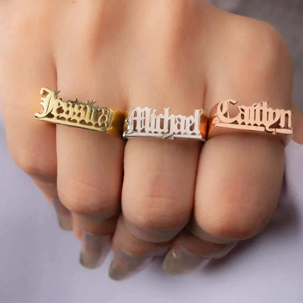 

Customized Name Rings For Men And Women, Customized Finger Jewelry, Stainless Steel Accessories, Couple Rings, Family Gifts