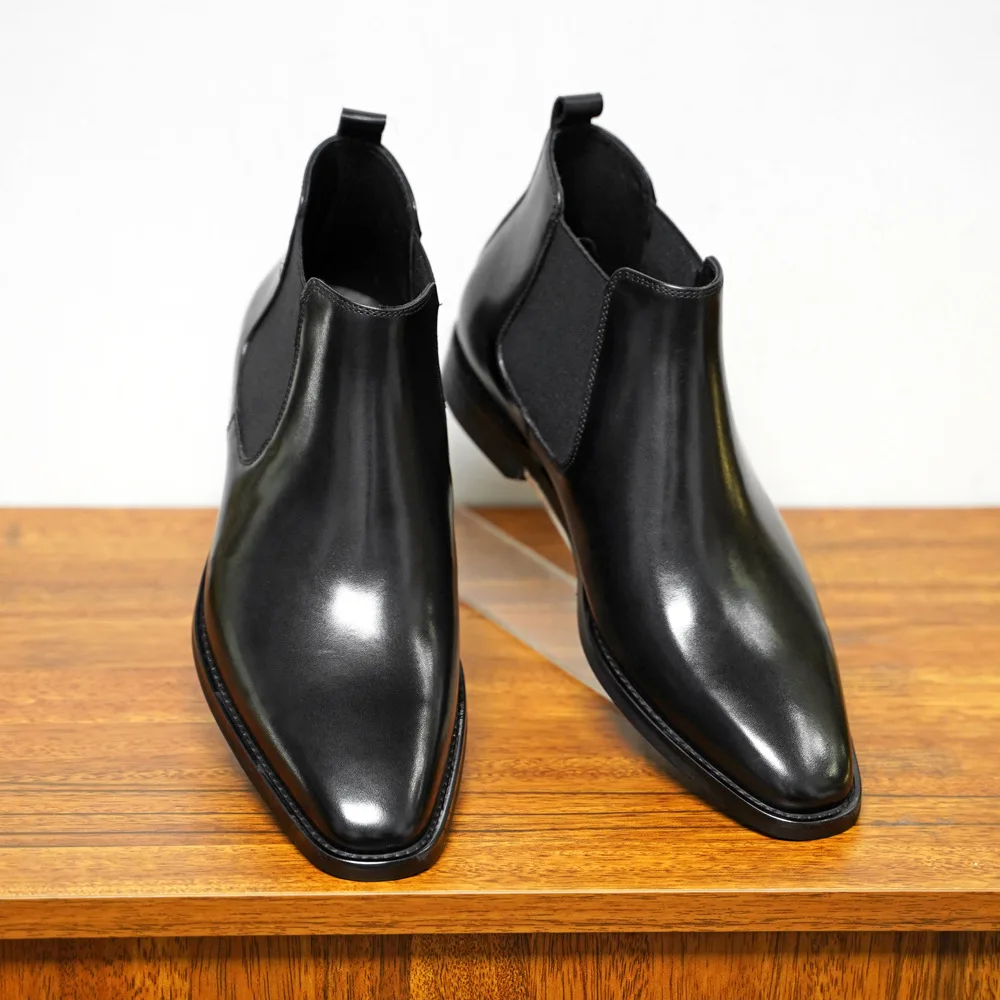 Chelsea Boots Men Shoes PU Brown Fashion Versatile Business Casual British Style Street Party Wear Classic Ankle Boots