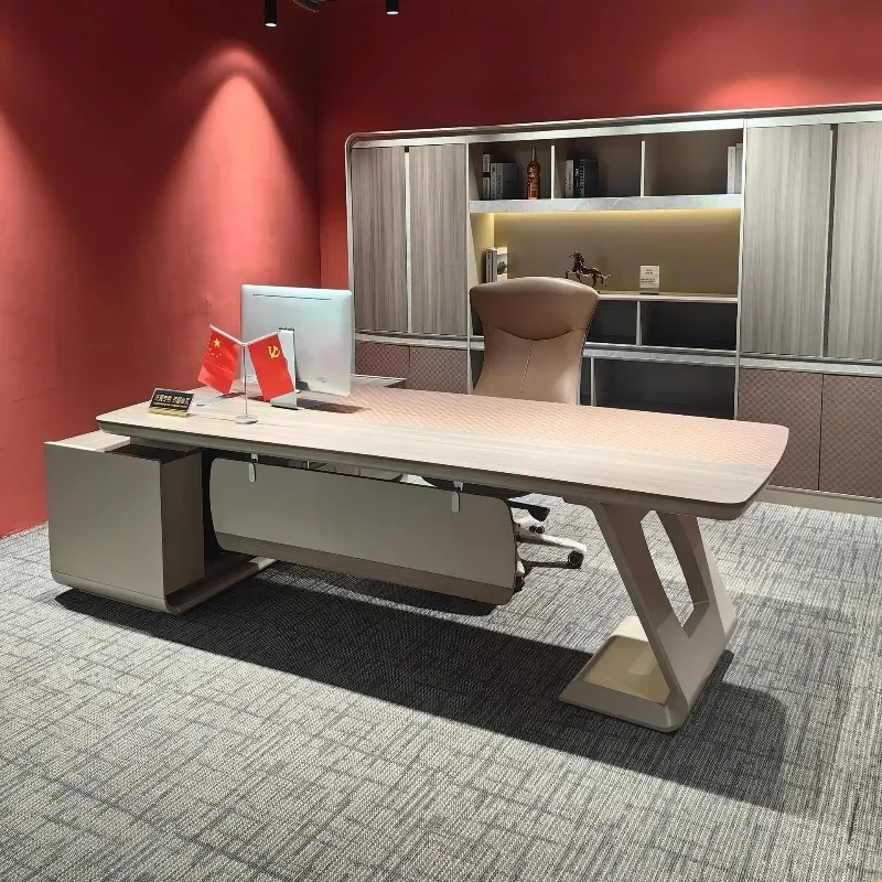 President's Office Desk, Supervisor's Manager, Boss's Office Chair Combination, Modern and Simple Large Class Office Furniture