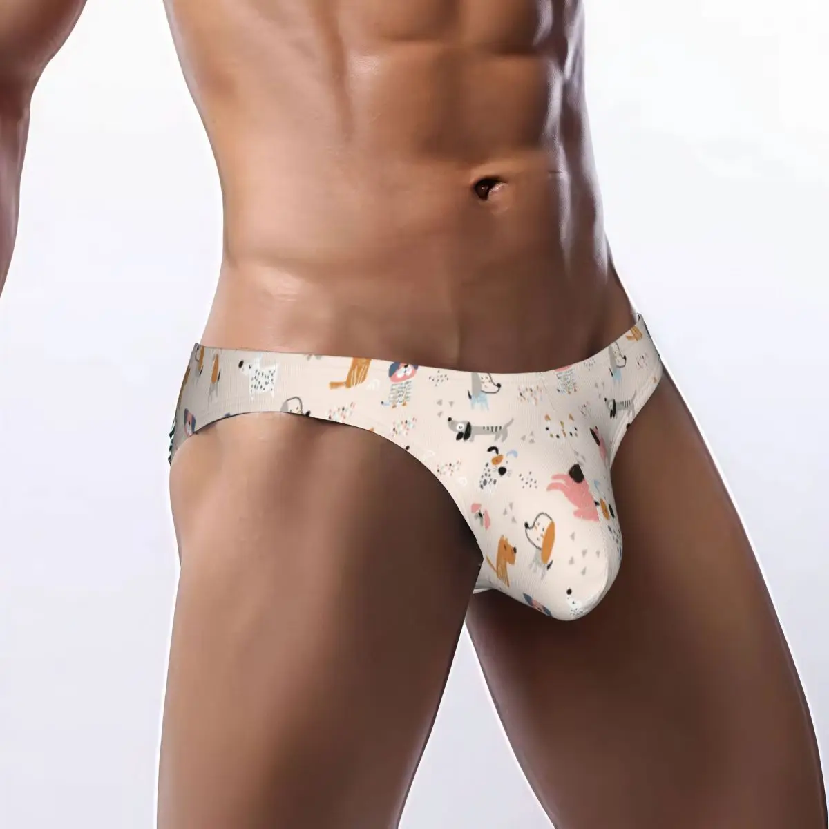 

Men's Briefs Sexy Underpants Hand Drawn Dogs Scandinavian Background Bikini Underwear Men Panties