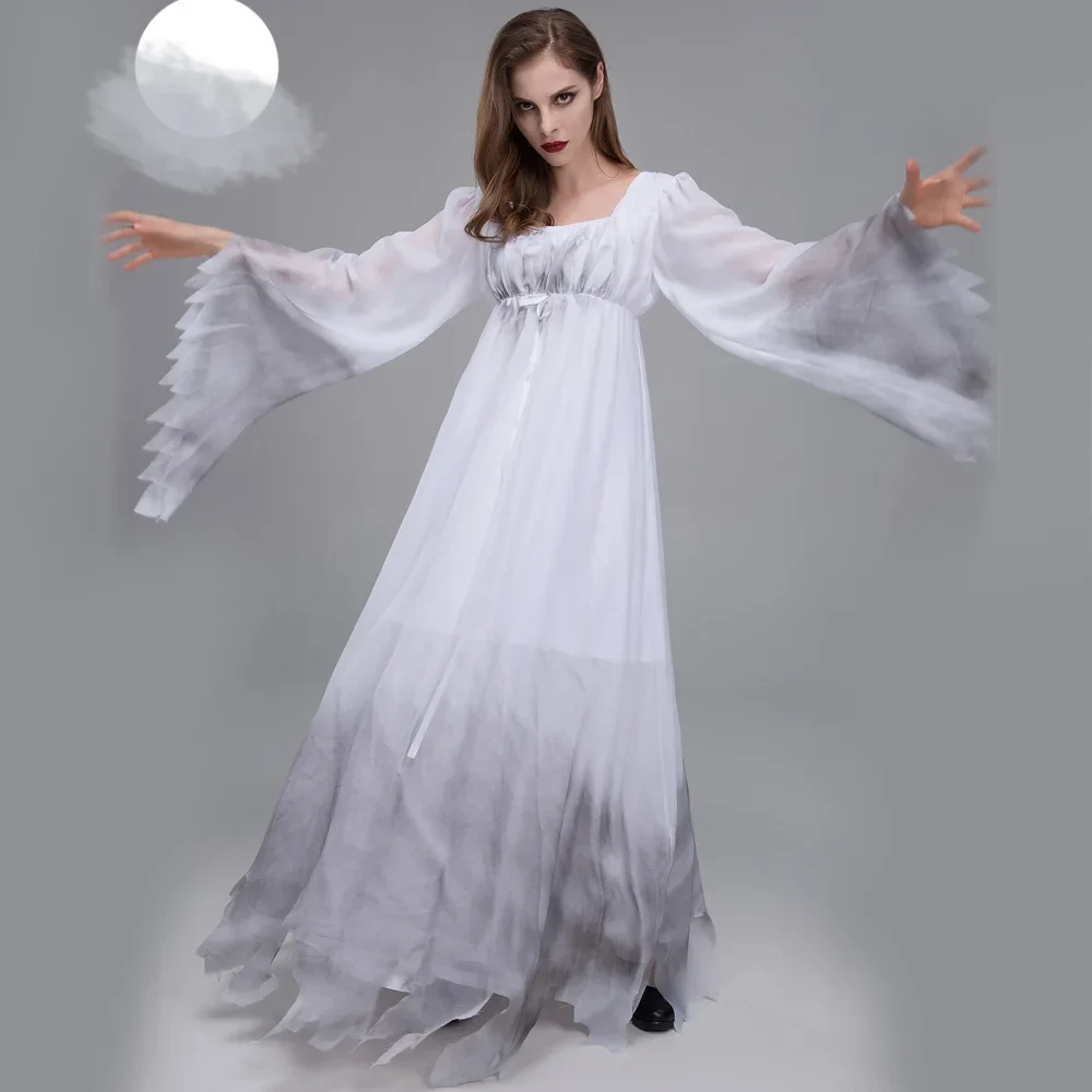 

Women Vampire Zombie Dress Halloween Ghost Bride Cosplay Spiritual Love White Dress For Women