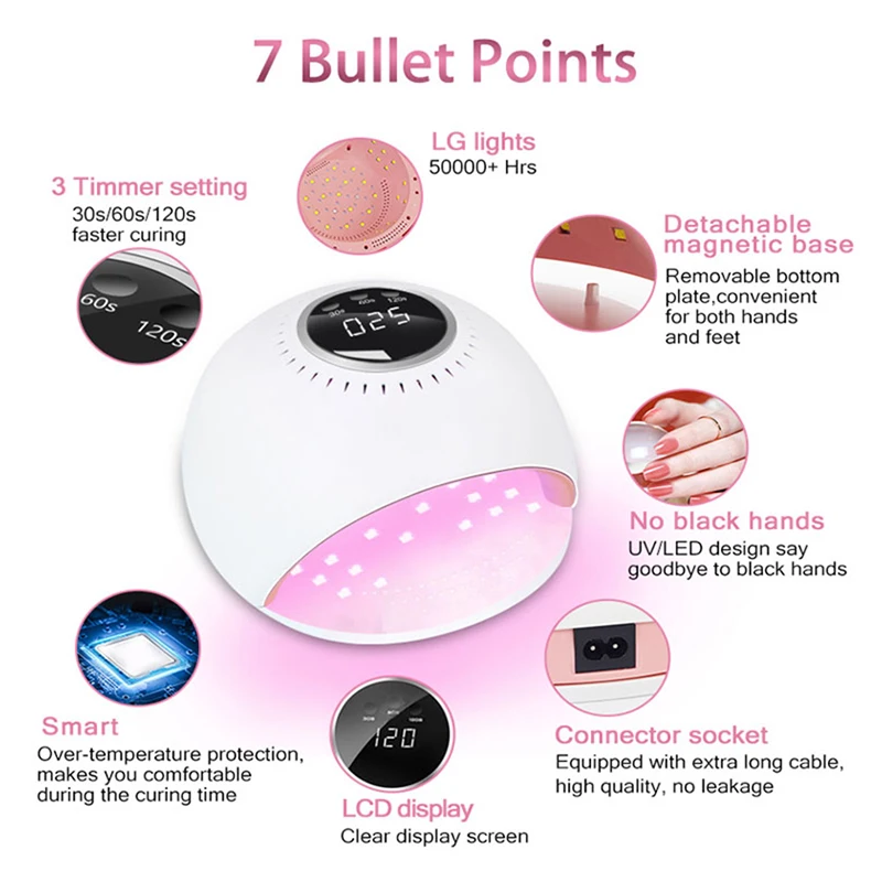 84W UV Nail Lamp UV Gel Nail Polish LED Digital Display Nail Polish Dryer Light Curing Lamp Intelligent machine