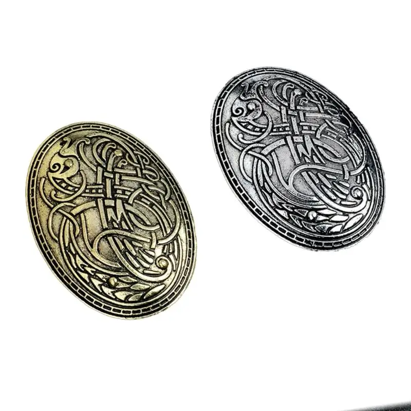 

652F Scandinavian Wolf Carved Ethnic Women Brooch Totems Badge Clothing Accessory Fashion Jewelry for Daily Wear Parties