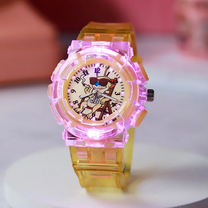 ديزني غرزة الملاك ووتش نمط Led متوهجة فلاش الأطفال الساعات لعب الأزياء كوارتز ساعة اليد هدايا عيد الميلاد للأطفال