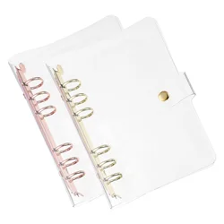 1/2Pcs A5 A6 Clear Binder Cover Soft PVC Loose Leaf Binder Protector Refillable Notebook Shell with Snap Button Closure 6 Ring