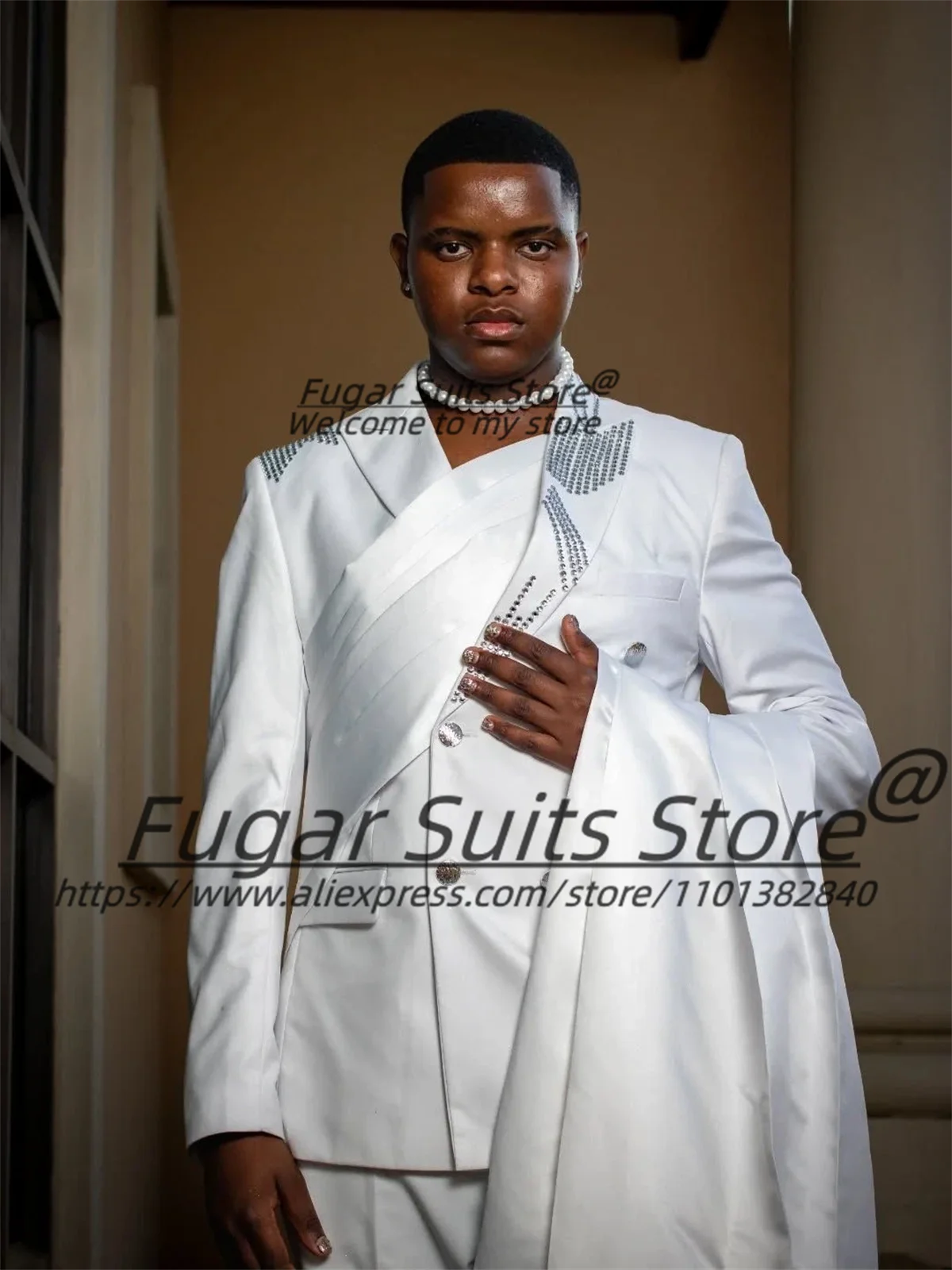 

Модные свадебные смокинги с стразами для жениха, индивидуальный пошив, приталенный крой, пиджак с острыми лацканами, мужские костюмы из 2 предметов, комплекты для вечеринок, мужские пиджаки, костюм Homme