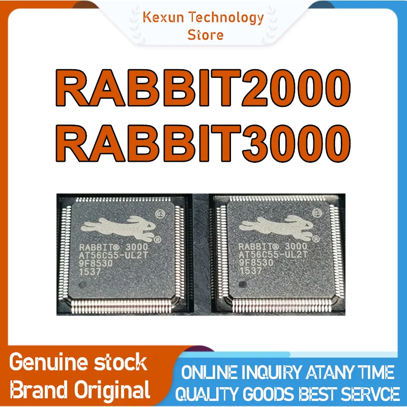 2PCS RABBIT3000 AT56C55-UL2T RABBIT2000 82000568-UQ5T QFP100 The microprocessor IC Chip in stock