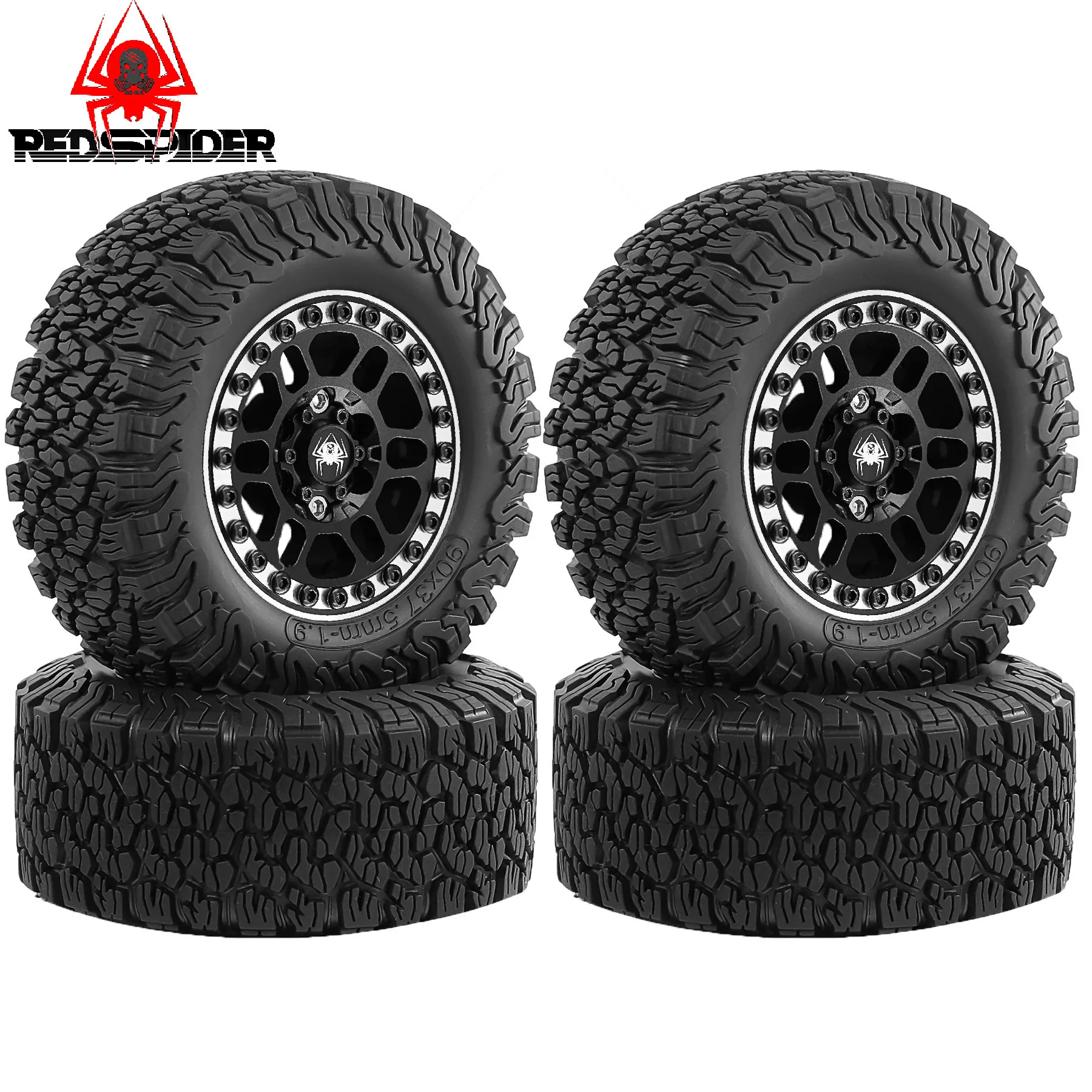 

Aluminum 1.9 Beadlock Wheels Crawler Mud Slingers Tires OD 3.54'' Metal Wheels for 1/12 RC Crawler MJX H12Y+ MN-128 MN82S LC79