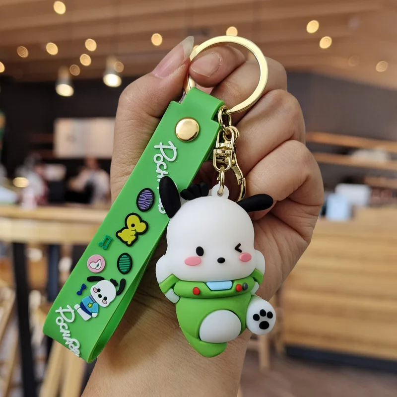 พวงกุญแจตุ๊กตาจาก Sanrio อนิเมะ keychian น่ารักคอสเพลย์ pochacco keyring น่ารักของเล่นน่ารักน่ารักสำหรับเด็กพวงกุญแจจี้ห้อยรถยนต์พวงกุญแจ kado ulang tahun เด็กผู้หญิง