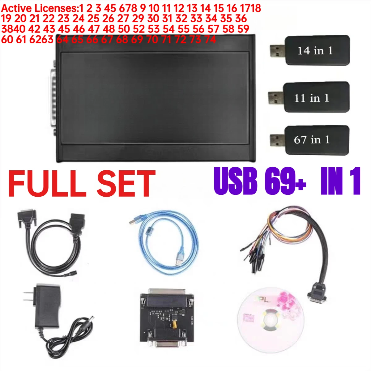 BEST FULL SET 69+IN 1 FOR Flash PCM PCMAccessory 67IN1 V1.20 V1.21 ECU Programmer Tool  Automotive Diagnostic Equipment Chip OBD