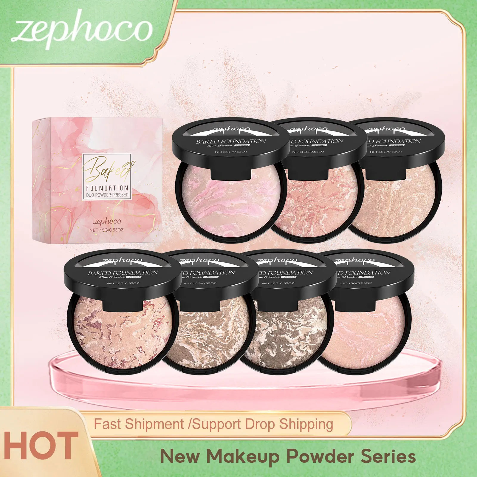 Zephoco New Makeup Powder Palette Series Matte Highlight Shimmer Contouring Shadow Pearly Shiny Natural Glitter Makeup Palettes