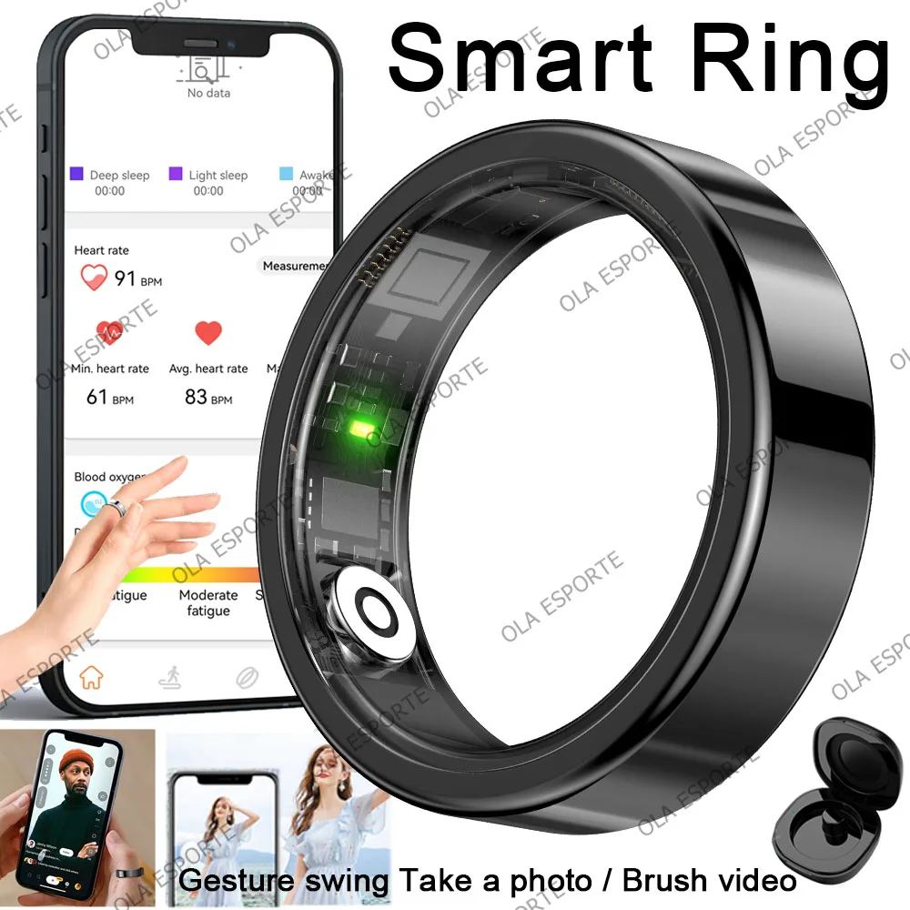 R10 Gesture Swing Smart Ring met oplaaddock Mannen Vrouwen Gezondheid Slaap Hartslagmeting 5ATM Waterdicht Multi-sportmodus