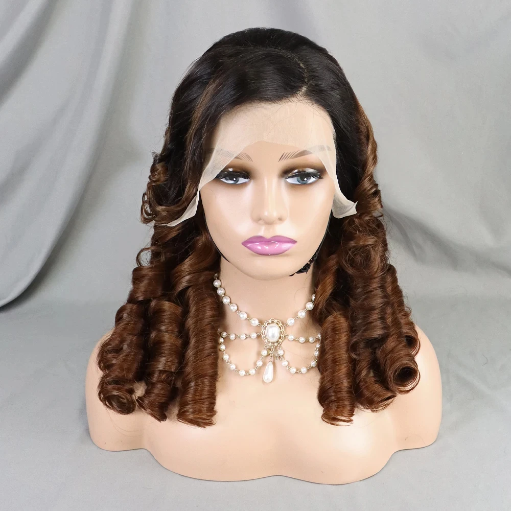 Perruque Lace Front Wig naturelle bouclée, cheveux humains, 13x4, 24 pouces, pre-plucked, 13x4, 300% de densité, 4-350 document