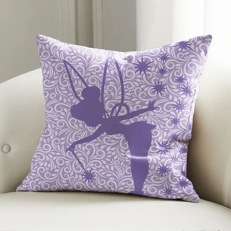 

Disney Tinker Bell Pillow Cushion Purple Silhouette Pattern Soft Sofa Decor Throw Pillow Home Decor Gift
