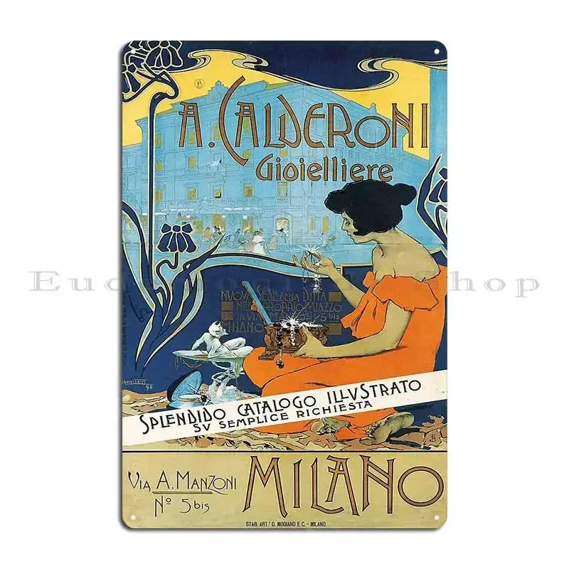 Vintage Poster Italian Art Nouveau Style Advertisement Metal Plaque Poster Rusty Plaques Bar Customize Club Tin Sign Poster