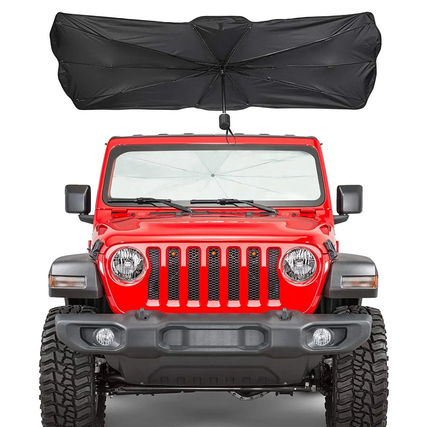 Car Sun Visor Windshield Shade Umbrella for Wrangler JL JLU 2018-2021 & JT, Foldable UV Rays Block Reflector