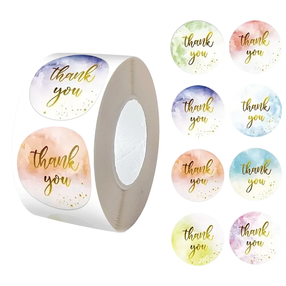 

JCAC 500pcs/roll Floral "Thank You" Self-Adhesive Seal Stickers, for Envelope Sealing, Craft Decoration and Wedding Decor