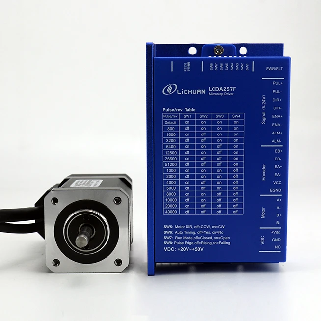 

Драйвер шагового двигателя Lichuan 4,8 Н.М 5,8 А Nema 24, 2-фазный шаговый комплект двигателя с замкнутым контуром LCDA257F + LC60H2112 Шаговый двигатель с ЧПУ