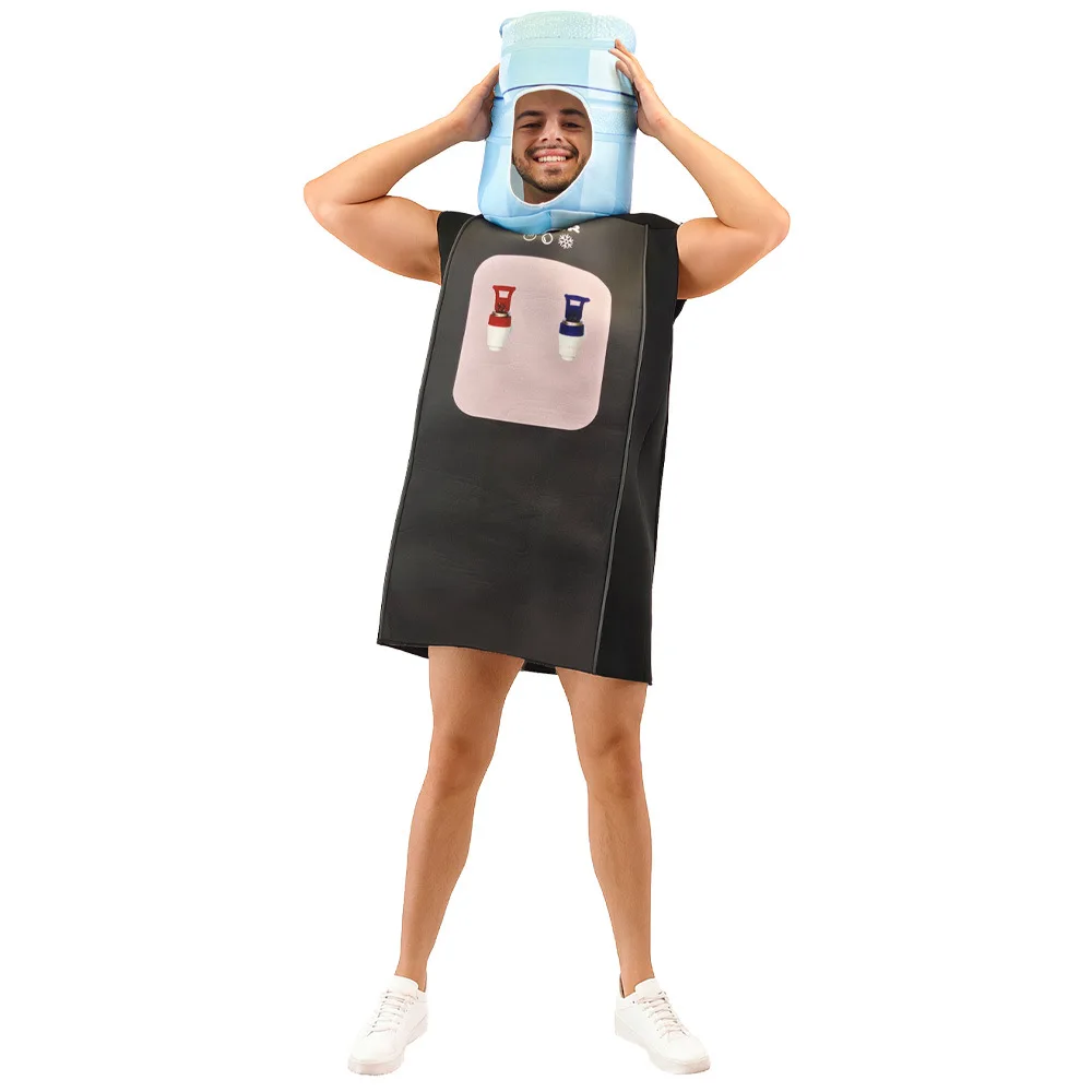 أزياء تنكرية ثلاثية الأبعاد للهالوين للرجال والنساء على شكل كوب كوكا كولا وكوب شوكولاتة ساخنة وموزع مياه للعروض المسرحية