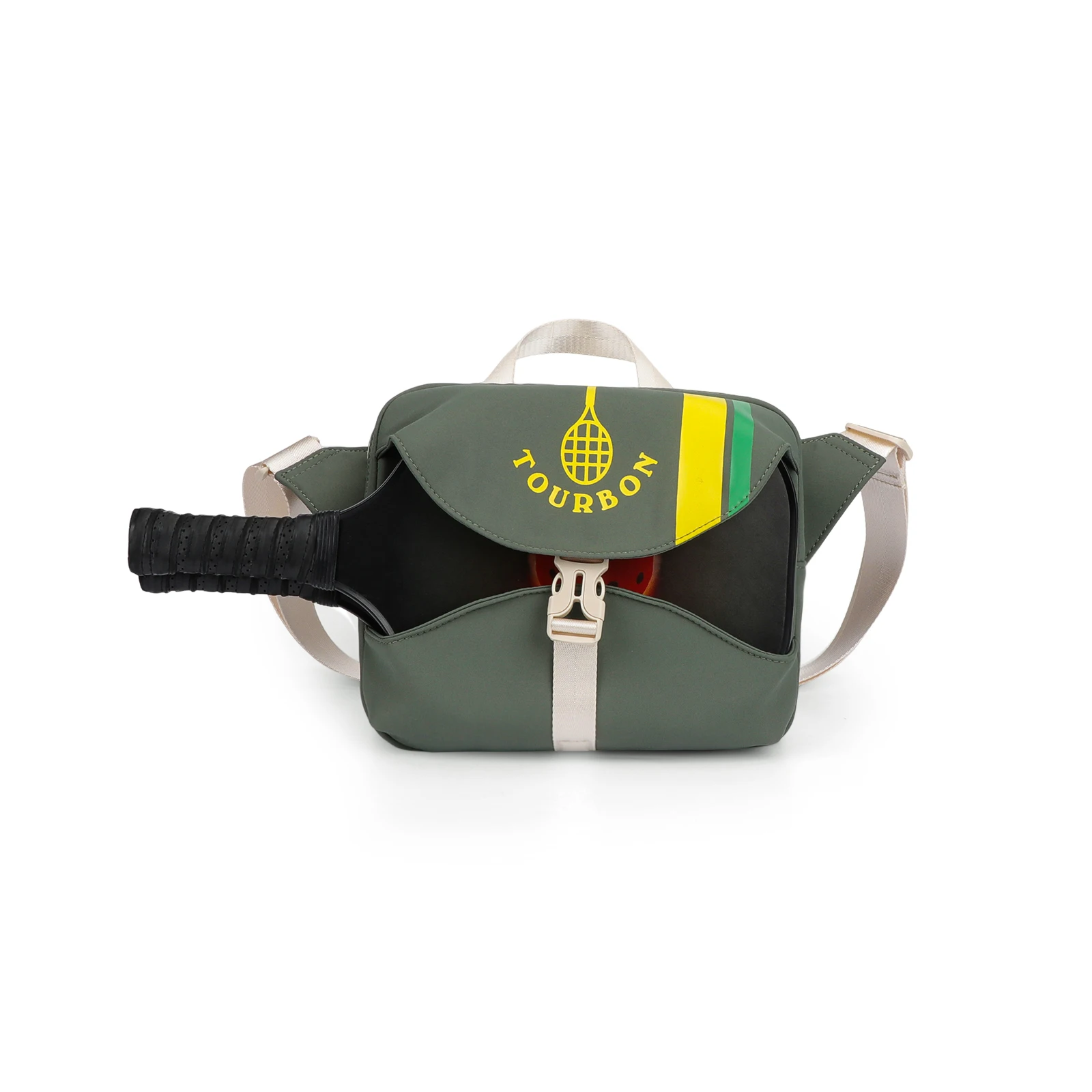 Tourbon Pickleball Shoulder Bag Sports Crossbody Bag Nylon Light Weight with Adjustable Strap Green Outdoors view 2