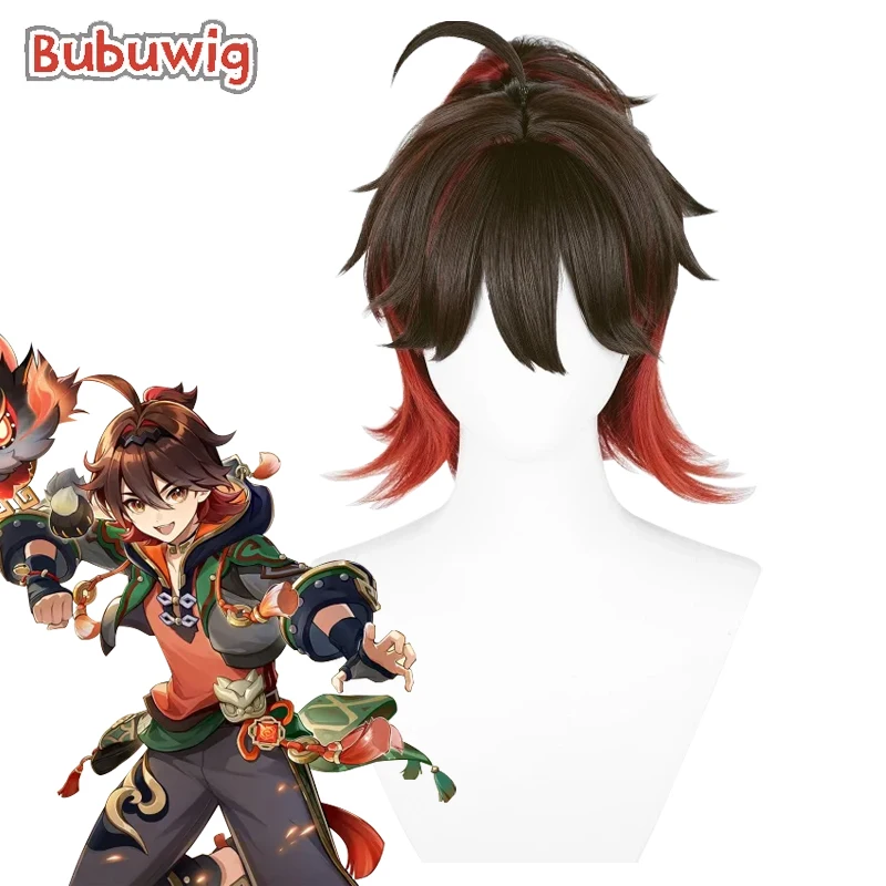 

Bubuwig Synthetic Hair Liyue Leonine Vanguard Gaming Cosplay Wigs Genshin Impact 35cm Women Brown Mixed Red Wig Heat Resistant