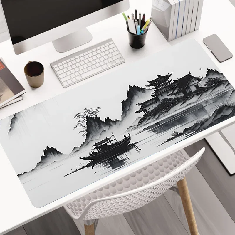 

Landscape Ink Painting Large Mouse Pad Computer Keyboard PadMouse Mat Desk Mats Natural Rubber Anti-Slip Office Mouse Pad Desk