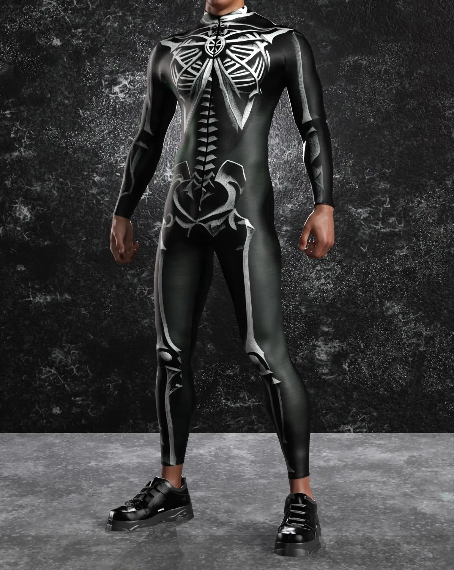

Cyber 3D Printing Irregular Lines Bodysuit Men Steampunk Jumpsuit Halloween Cosplay Costume Catsuit Carnival Party Zentai Suit