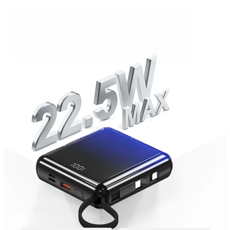 20000mAh Fast-charging Power Bank with Built-in Cable Large Capacity Mobile Power Supply