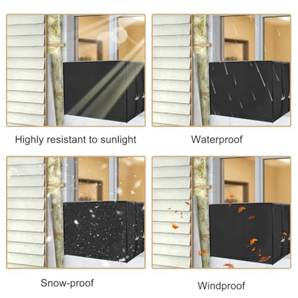 Dust Cover for Air Conditioner Outdoor Unit 65x45.5x52cm Triple Layer Oxford Fabric Aluminum Foil Insulated Protection