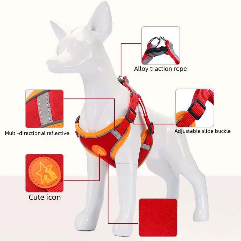 New Dog Chest Strap Pet Supplies Explosions Small and Medium-sized Dog Reflective Anti-break-free Vest Dog Traction Rope Flea