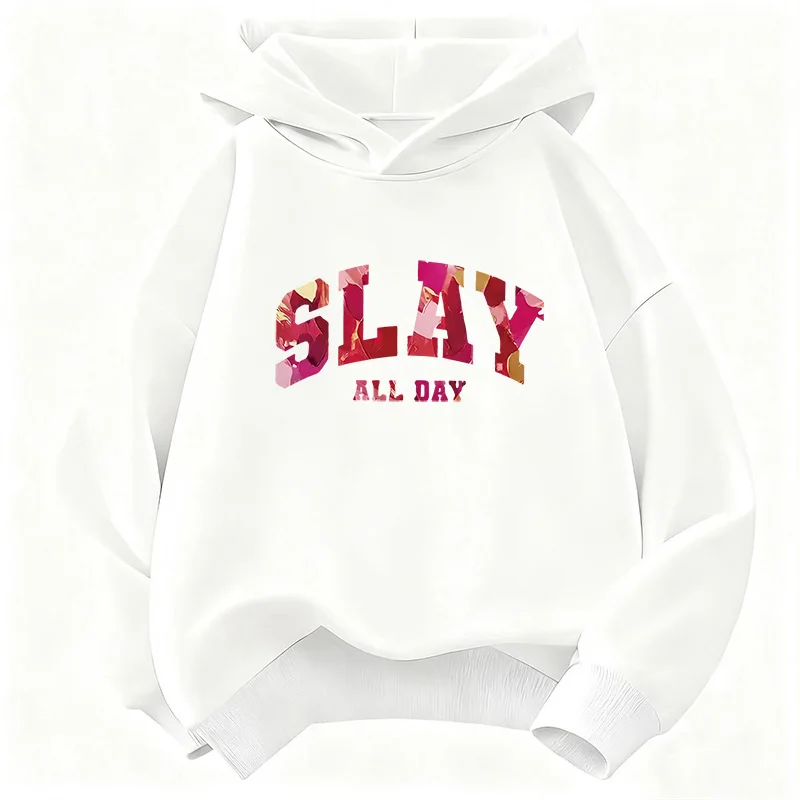 Y2k Slay All Day Letter Bedruckter Kinder-Hoodie, Kinder-Sweatshirt, Kapuzenpullover für Jungen und Mädchen, lässige Hoodies, Hip-Hop-Kleidung