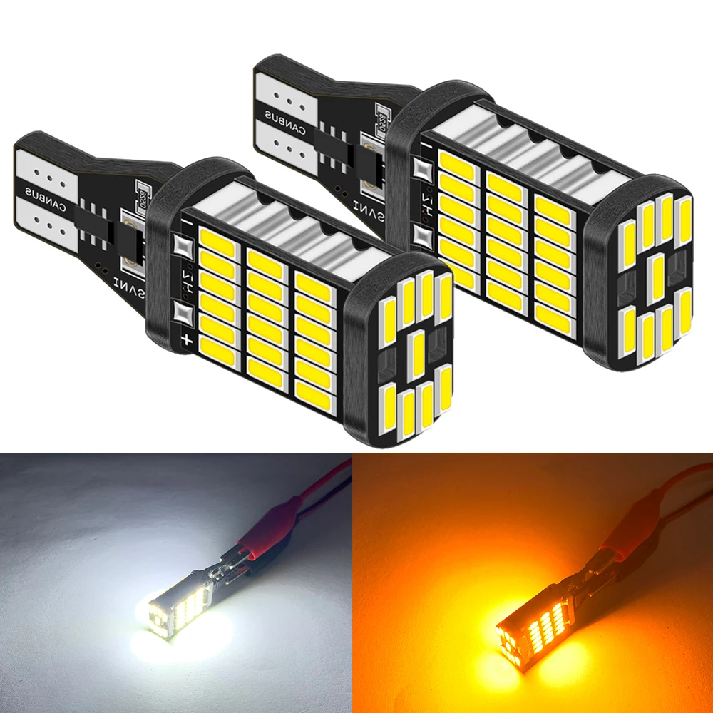 2PCS Super Bright T15 W16W 921 45SMD LED 4014 Car Auto Canbus Reverse Light Reversing Lighting Back up Lamp yellow white Red 12V